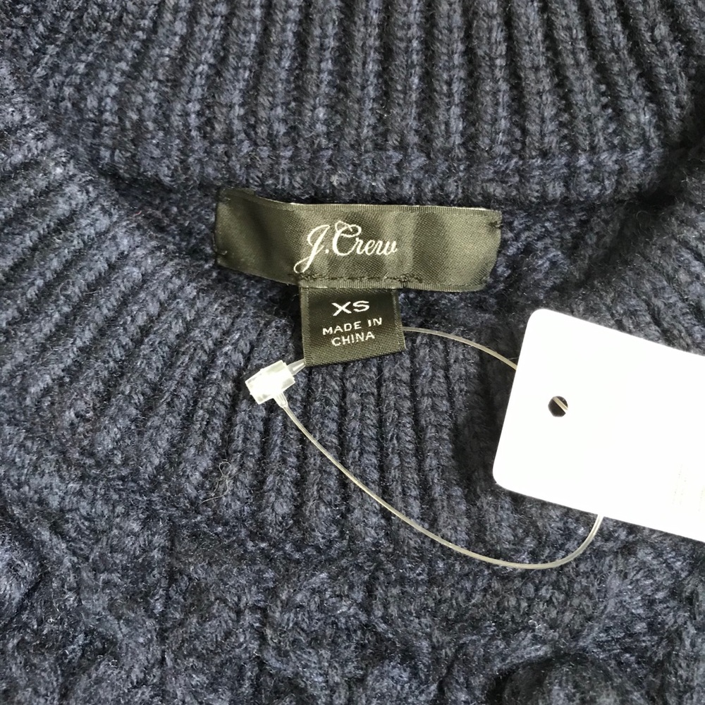 NWT J Crew Popcorn Cable Knit Sweater Navy - Picture 4 of 5